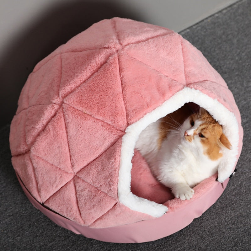 HOOPET Warm Cat Bed House Bed for cat puppy Disassemblability Windproof Pet Puppy Nest Shell Hiding Burger Bun for Winter
