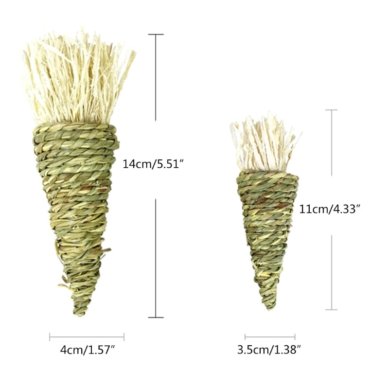 Bunny Chew Toy for Teeth Natural Hay Treats Grass Carrot Toys for Rabbit Chinchilla Hamsters Guinea Pigs Chewing Playing