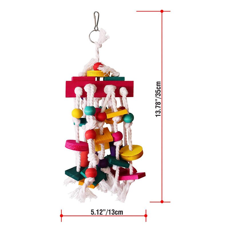 1Pc Bird Toy Funny Wooden Blocks Parrot Chewing Toys Parrots Hanging Chewing Rope Swing Colorful Parrots Chewing Training Tool