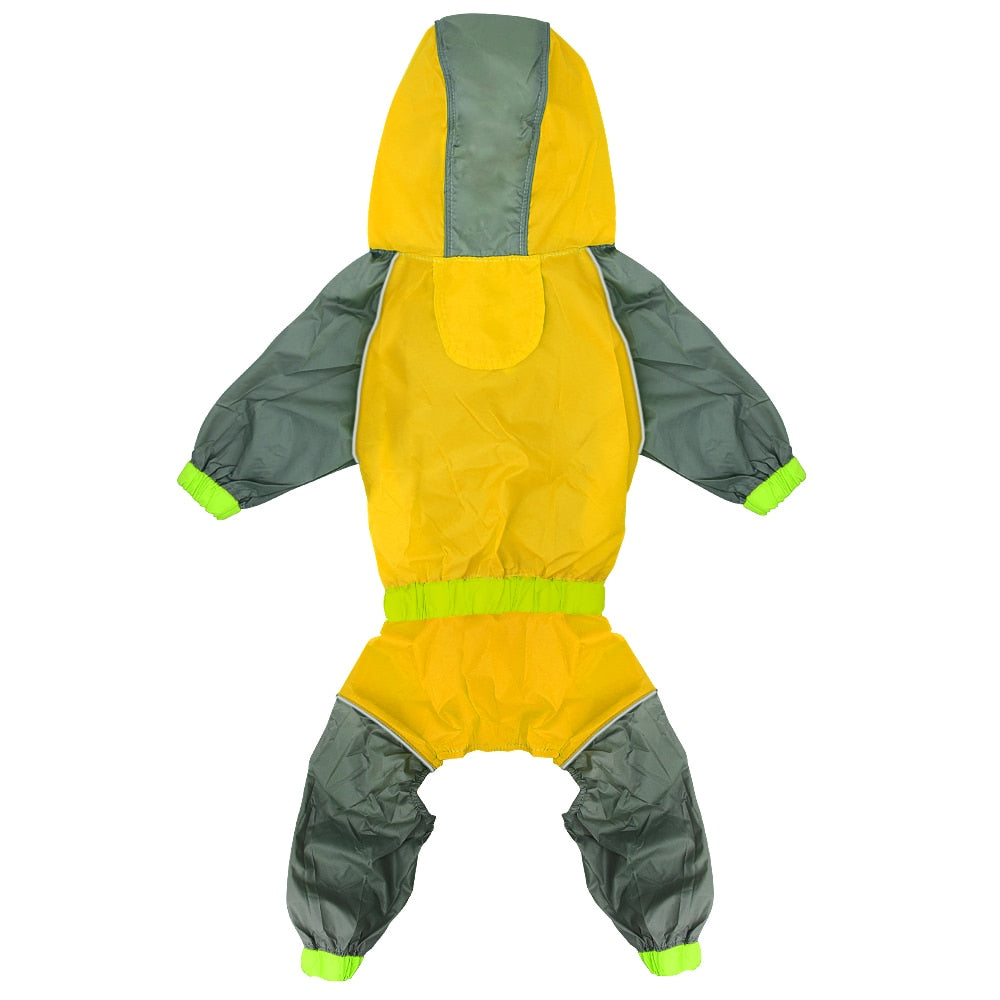 Dog Raincoat Reflective Dogs Rain Coat Dog Clothes Hoodies Waterproof Jumpsuit Rainwear Clothes for Large Dogs Labrador S-2XL