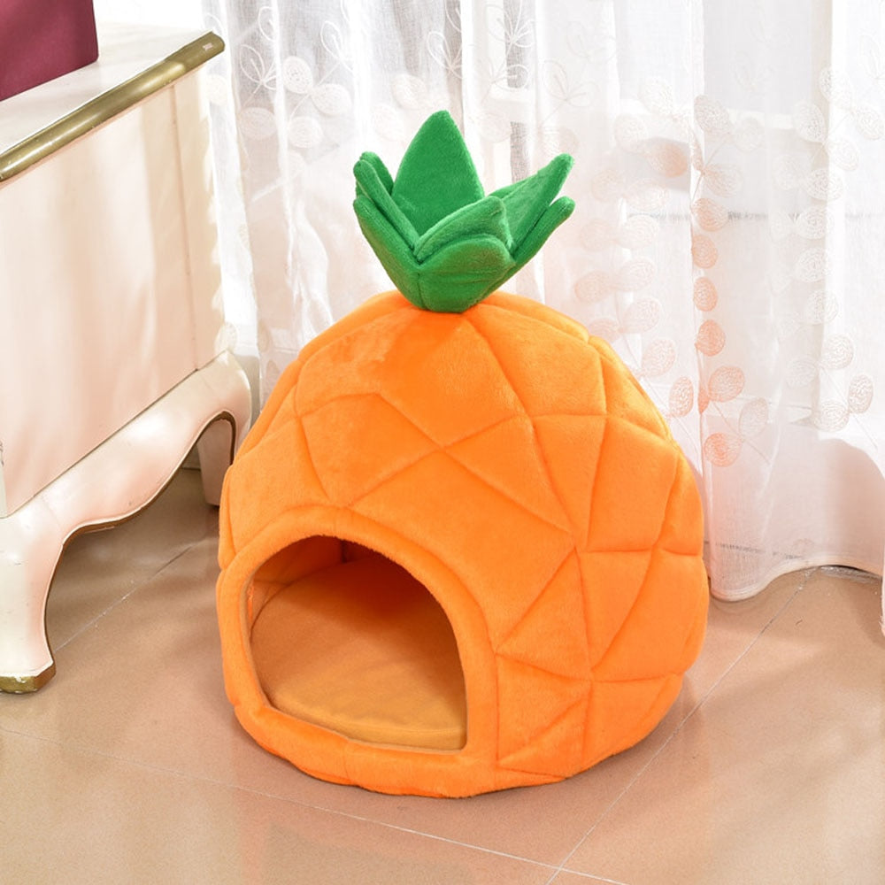Pet Dog Pineapple House Kennel Winter Warm Nest Soft Foldable Sleeping Mat Mat Quality Cotton Cat Bed Puppy House New