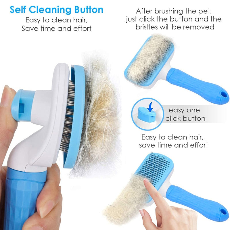 Benepaw Self Cleaning Dog Brush Slicker Massage Particle Pet Comb For Dogs Cat Shedding Mats Tangled Hair Dander Dirt Removing