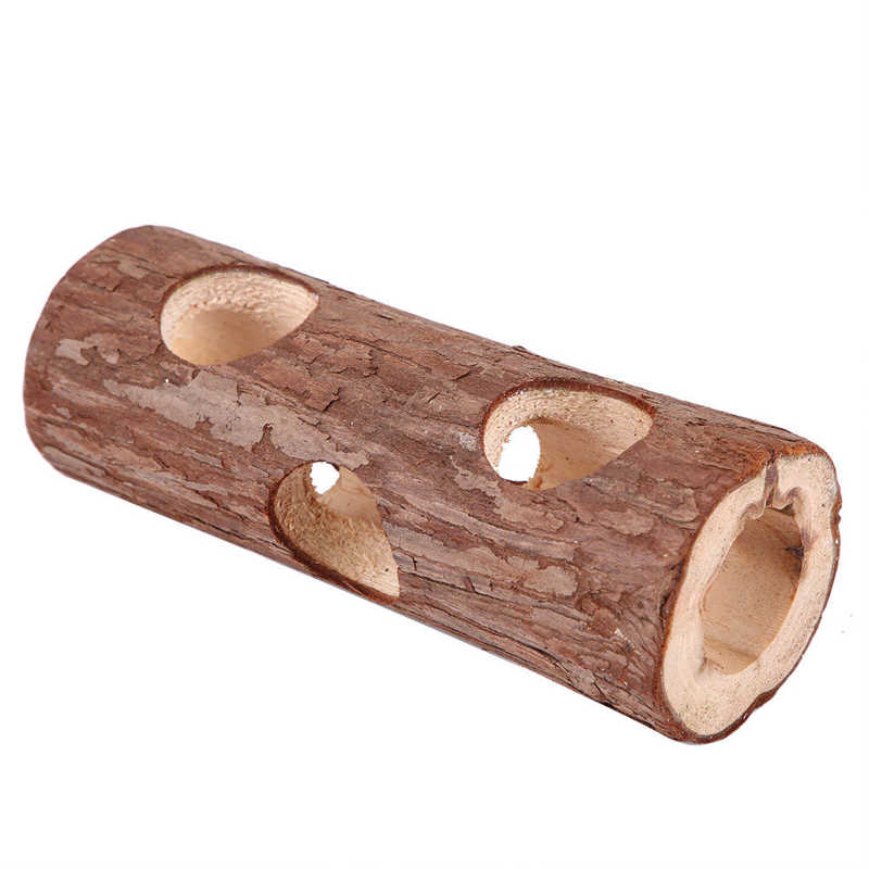 Hamster Toy Wooden Animal Tunnel Exercise Tube Chewing Toy for Rabbit Ferret Hamster Guinea Pig Ladder Bridge Swing Hanging