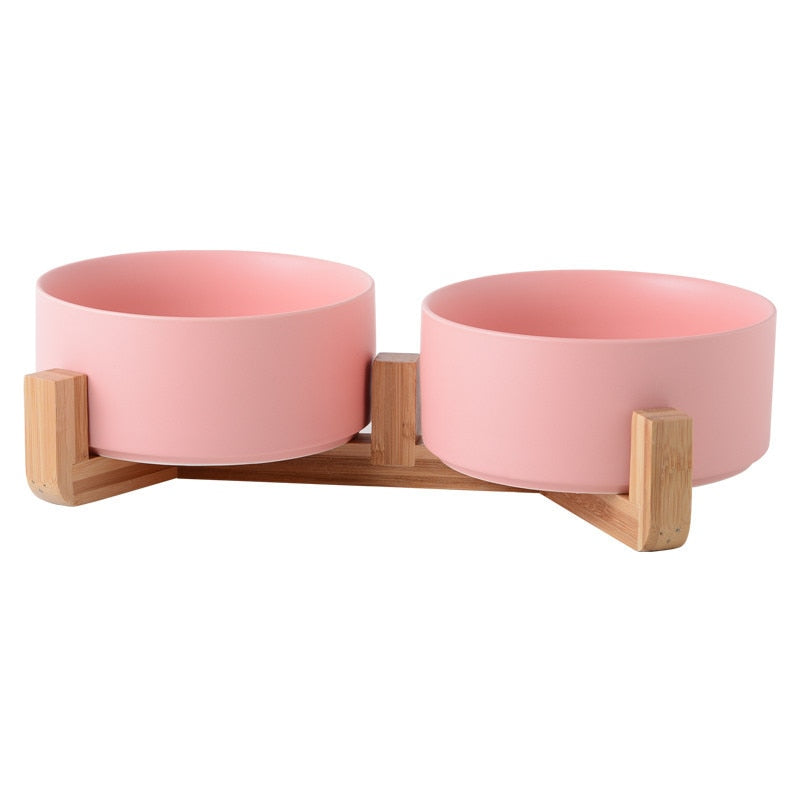 Ceramic Pet Bowl Cat Puppy Feeding Supplies Double Pet Bowls Dog Food Water Feeder Dog Accessories Durable multiple color option