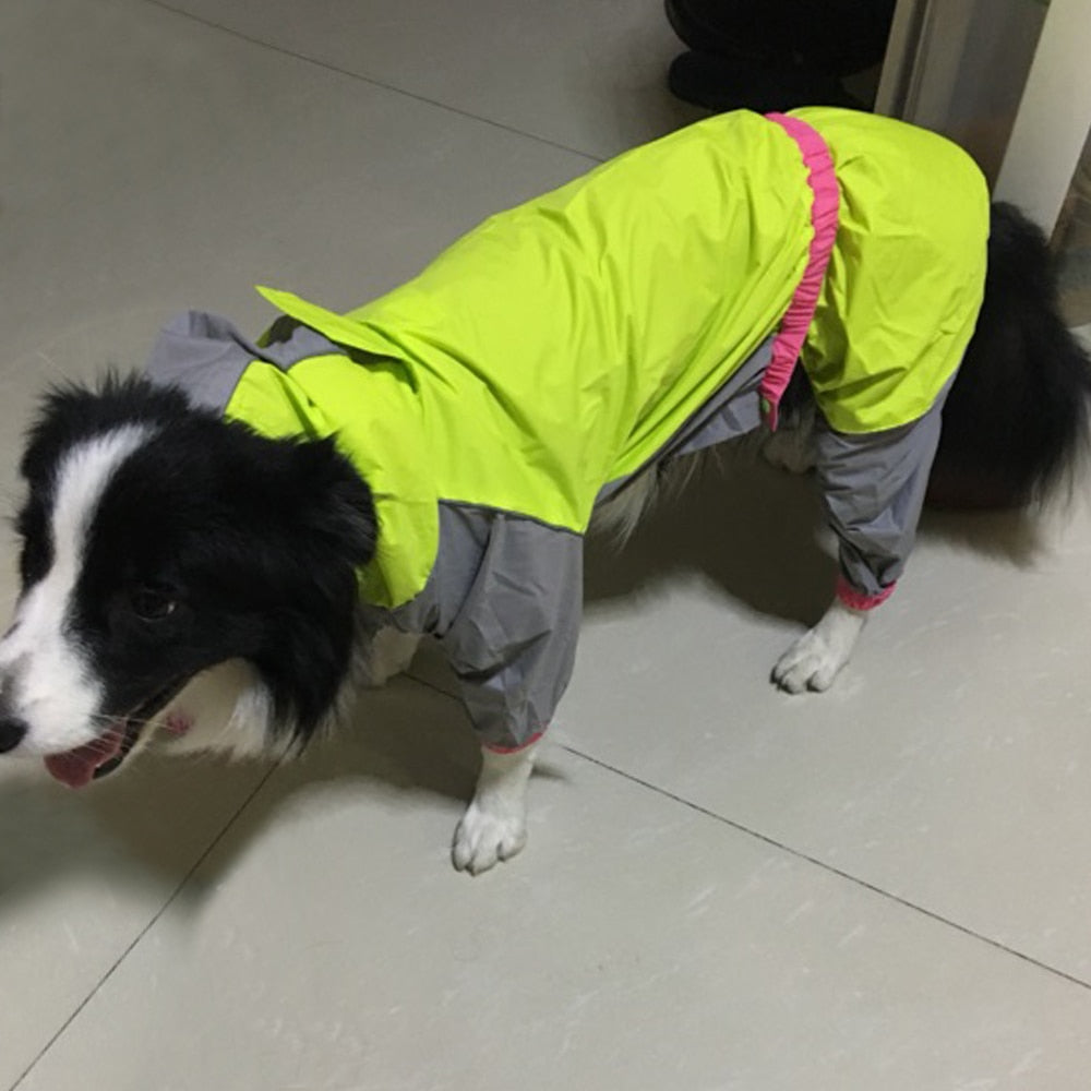 Dog Raincoat Reflective Dogs Rain Coat Dog Clothes Hoodies Waterproof Jumpsuit Rainwear Clothes for Large Dogs Labrador S-2XL