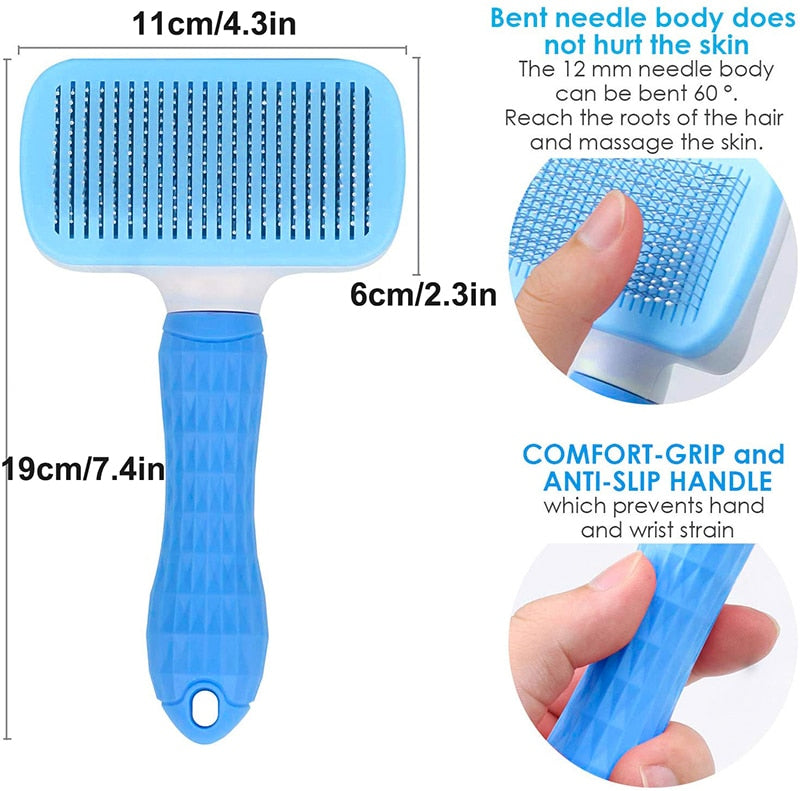 Benepaw Self Cleaning Dog Brush Slicker Massage Particle Pet Comb For Dogs Cat Shedding Mats Tangled Hair Dander Dirt Removing
