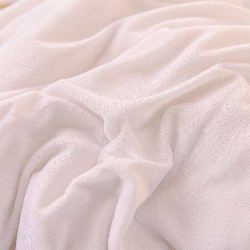 Luxury Fleece Velvet Lovely Rabbit Ears Bedding Set Warm Flannel Duvet Cover Pillowcases Flat Sheet Twin Queen King Size 3/4 Pcs
