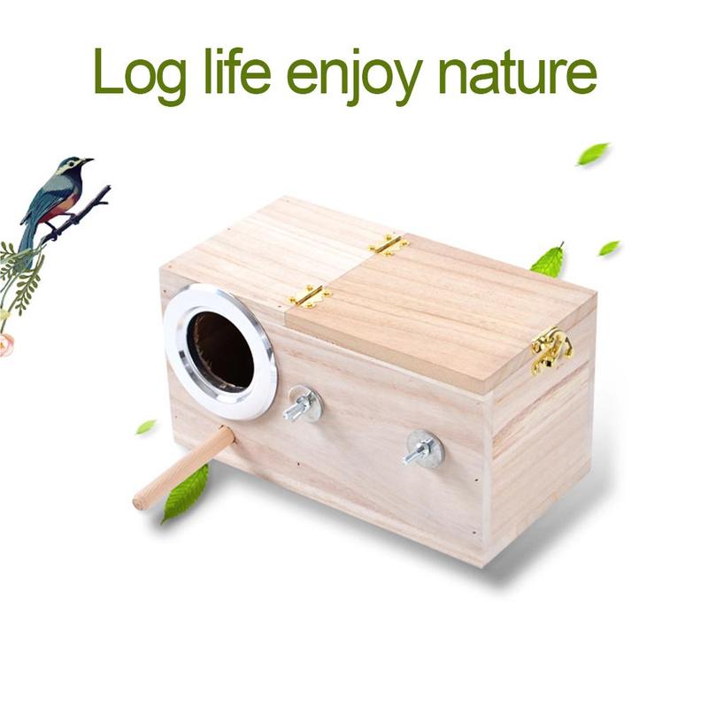 Wood Parrot Breeding Box Bird House Nest Breeding Decorative Pet Decoration Home Balcony Cages Accessories N0W8
