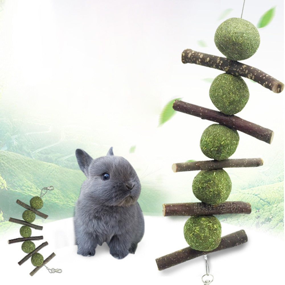 New Guinea Pig Bite Grind Teeth Toys Small Pets Rabbit Hamster Chinchilla Pet Grass Ball Branch Molar Chew Play Teething Toy