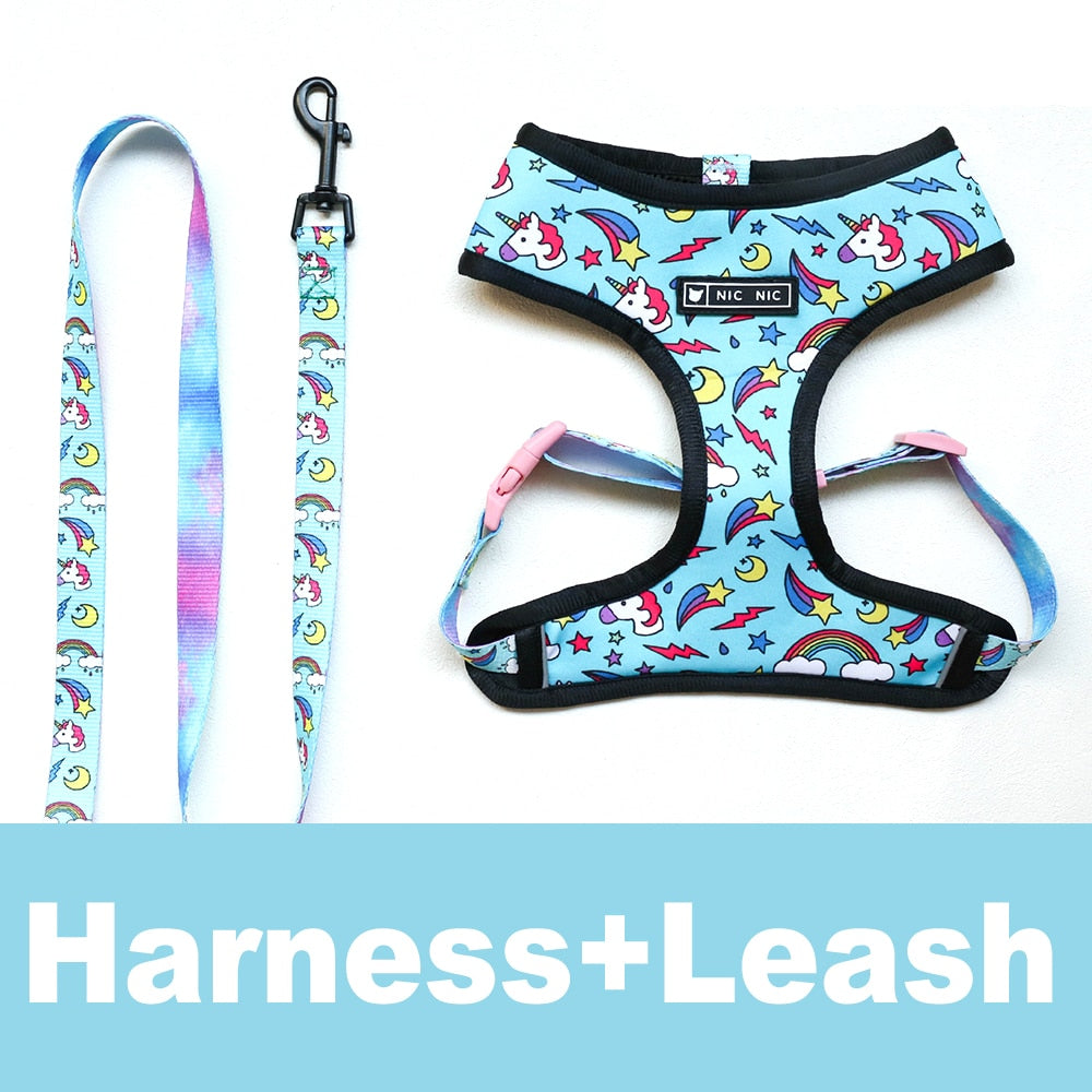Pug Small Dog Harness No Pull Dog Vest Harness for Small Medium Dogs Breathable Pets Puppy French Bulldog Dog Harness Leash Set