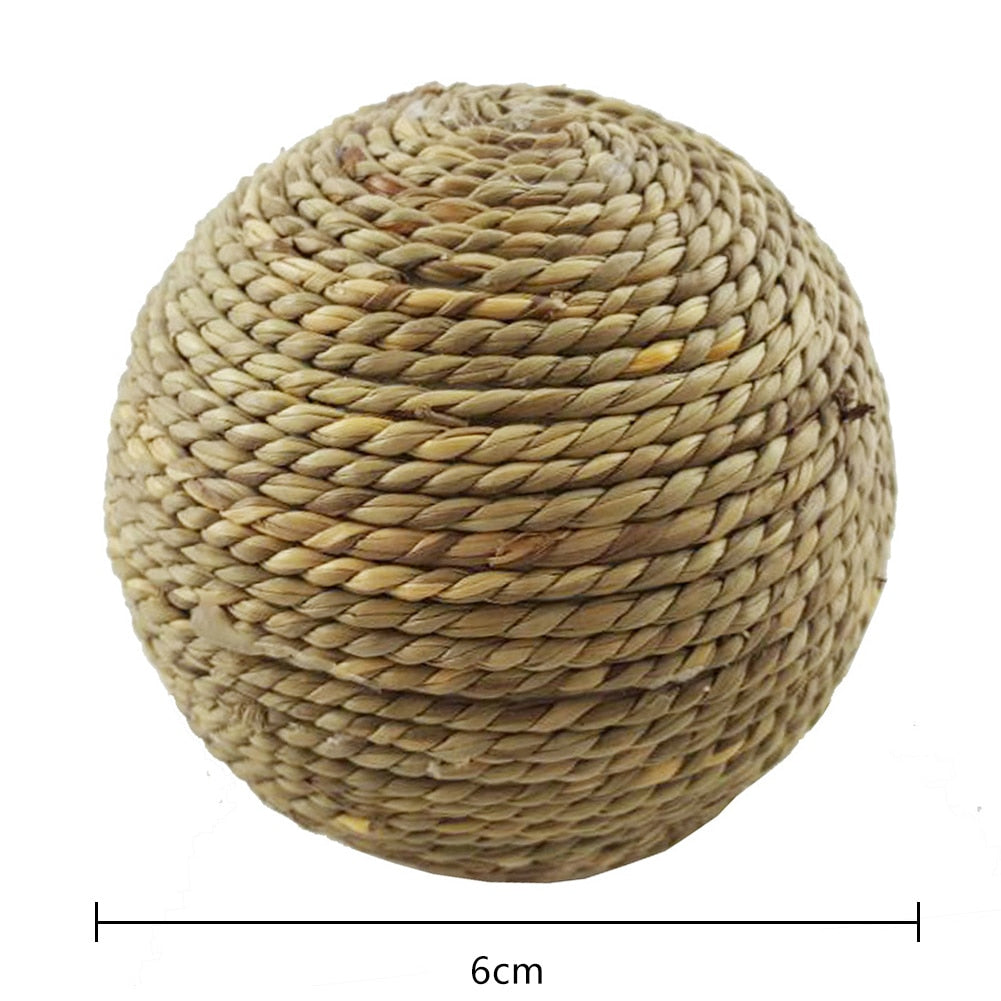 6cm Rabbit Chewing Toy Pet Chew Toy Natural Grass Ball For Rabbit Hamster Guinea Pig For Tooth Cleaning Pet Supplies
