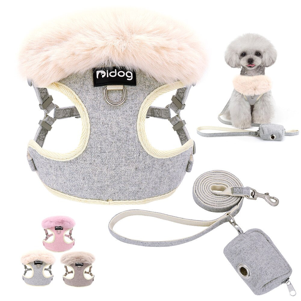 Soft Dog Harness Leash With Cute Bag Pet Puppy Cat Warm Mesh Vest Harness Walking Strap Adjustable For Small Medium Large Dogs