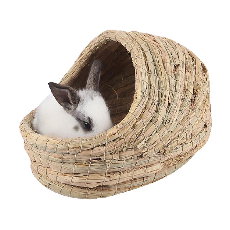 Handwoven Straw Pet Nest Foldable Durable Hamster Playing Sleeping Nest For Rabbit Guinea Pig House Pet Supplies Nest