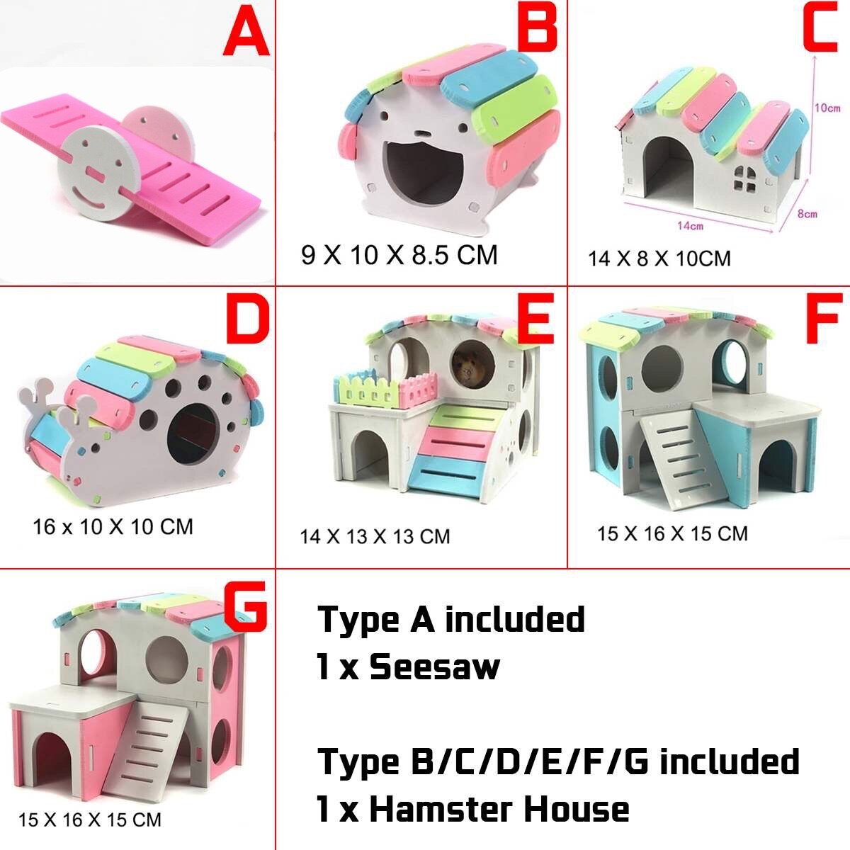 1 PC Hamster House Pet Castle Toy Pet Products Pet House Hamster Nest Wooden Seesaw Viewing Deck Ladder