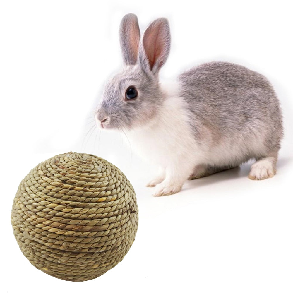 6cm Rabbit Chewing Toy Pet Chew Toy Natural Grass Ball For Rabbit Hamster Guinea Pig For Tooth Cleaning Pet Supplies