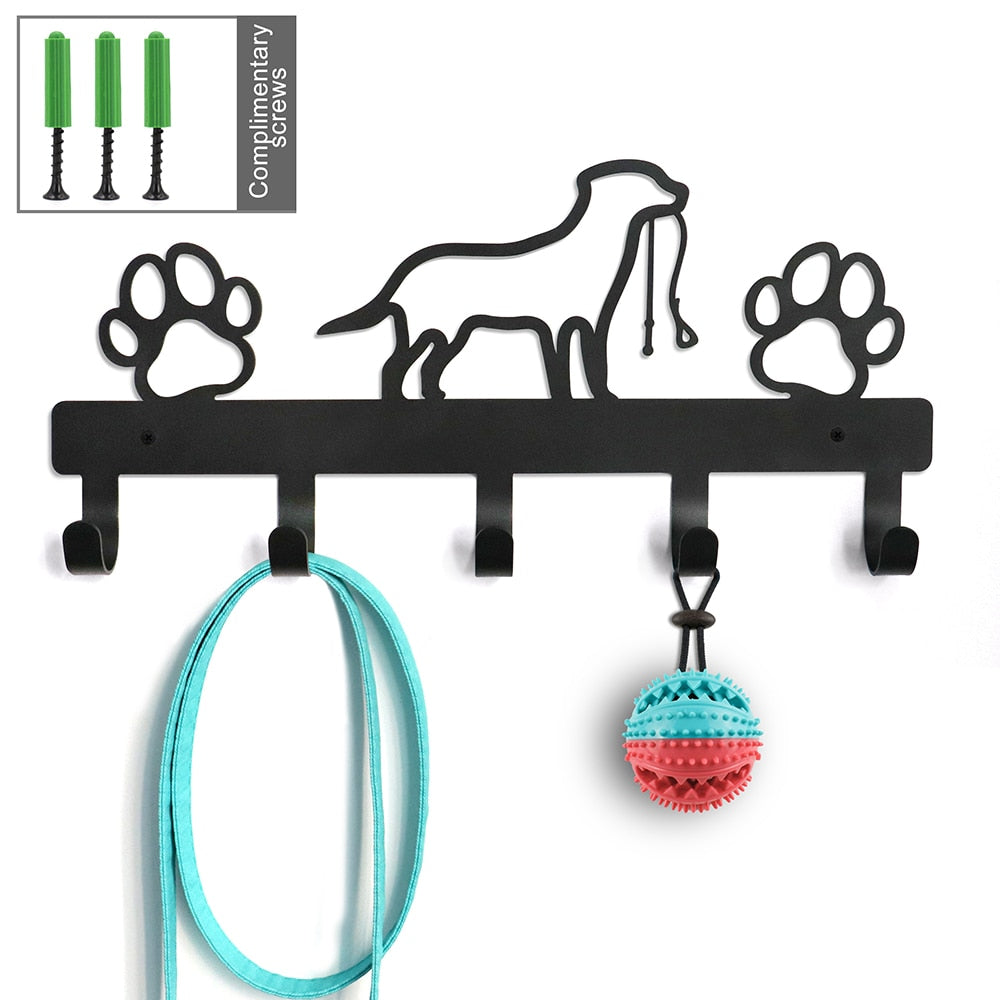 5/7 Hooks Metal Dog Leash Hanger Hook Wall-mounted Pet Toy Rack Key Rack Holder Storage Rack Hook Free Screws Pet Accessories