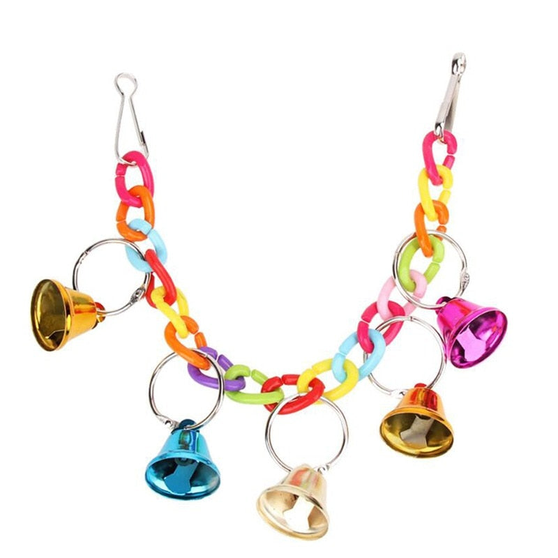 Parrots Toys Bird Swing Exercise Climbing Hanging Ladder Bridge Wooden Rainbow Pet Parrot Macaw Hammock Bird Toy With Bells