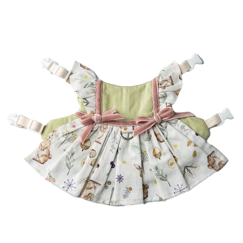 Rabbit Princess Dress Traction Rope Bunny Cotton Chest Strap Dwarf Rabbit Photo Dress Cute Clothes Small Pet Outing Accessories