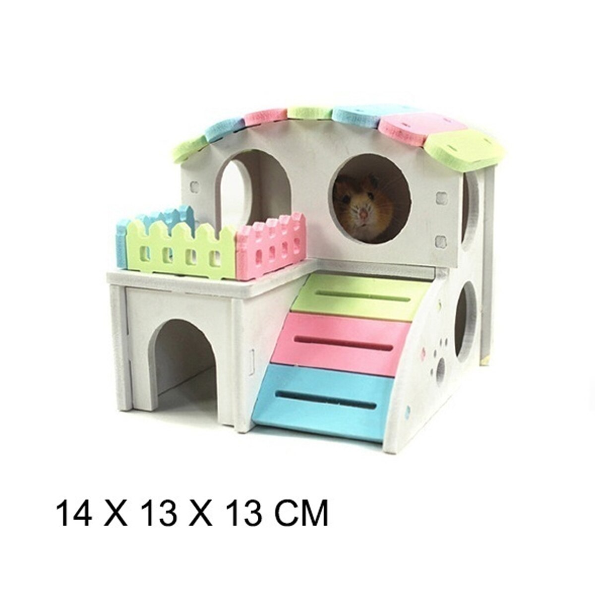 1 PC Hamster House Pet Castle Toy Pet Products Pet House Hamster Nest Wooden Seesaw Viewing Deck Ladder