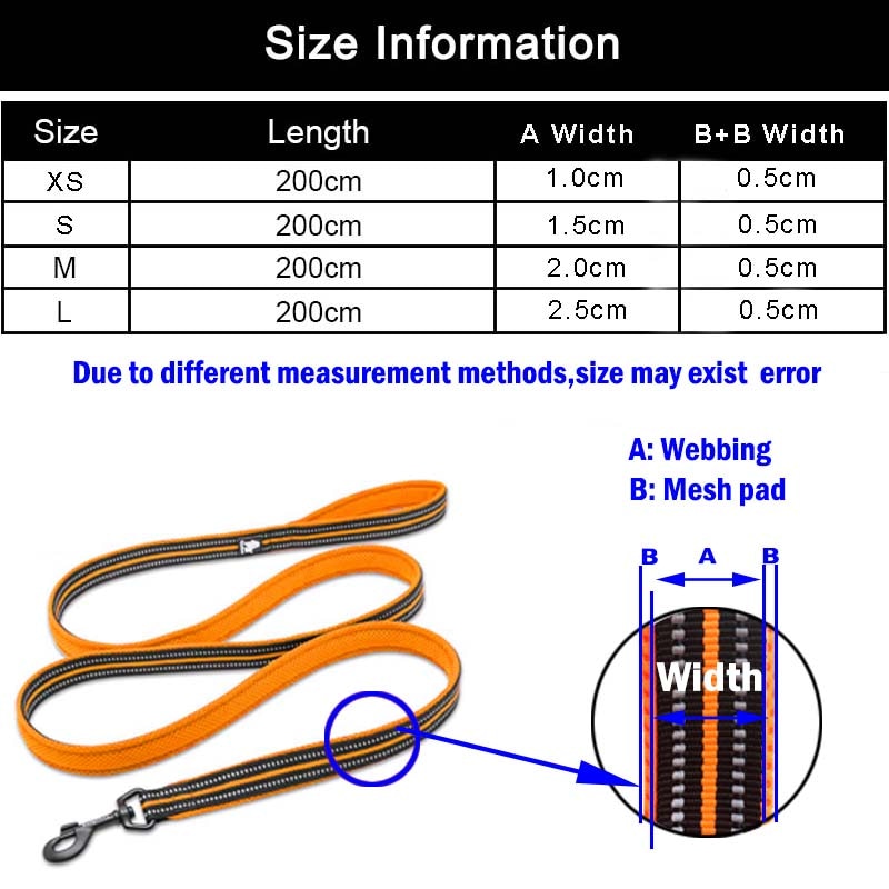 Truelove 200Cm Dog Lead Leash Nylon Running Reflective Training Lead Outside Pet Leash for Small Large Dogs Correa Perro Walking
