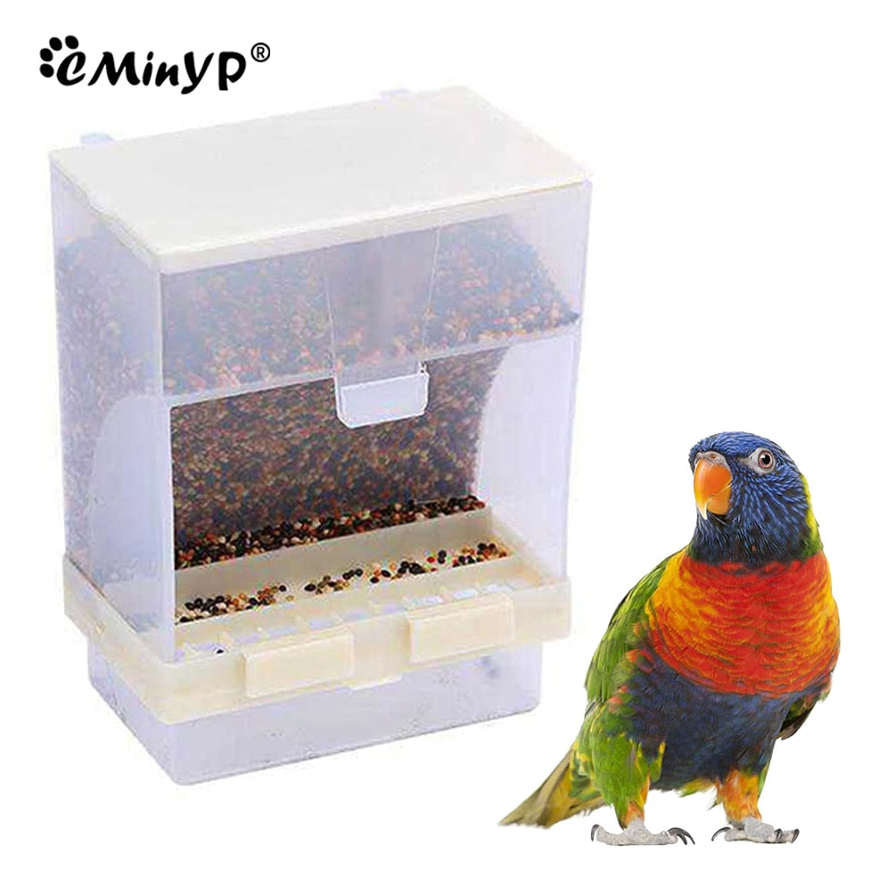 Automatic Bird Feeder 10cm Parrot Feeder Cage Accessories For Budgerigar Canary Cockatiel Finch Parakeet Food Container