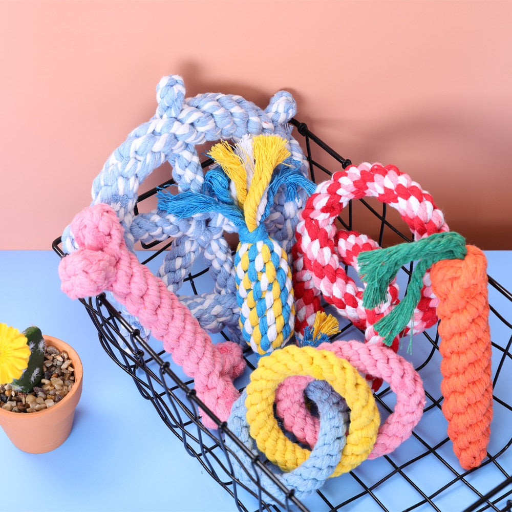 HOOPET Pets Dogs Pet Chewing Toys for Dog Outdoor Teeth Clean Pet Dog Puppy Cotton Chew Knot Braided Bone Rope Funny Tool
