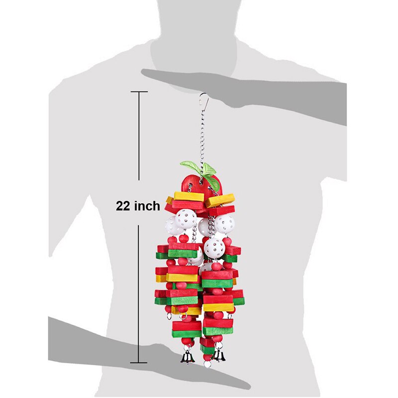 1pc Pet Parrot Toys Wooden Durable Birds Chew Toys Large Colorful Toys for Parrot Macaw Pet Bird Swing Toy Pets Accessories