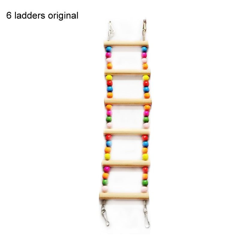 Parrots Toys Swing Balls Climbing Toy Chewing Training Ladders Hanging Hammock Natural Wood Birds Pets Bird Supplies