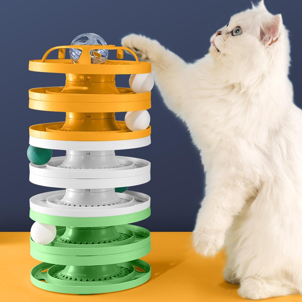 Cat Turntable Tracks Toy Multistory Tower Interactive Magic Glowing Balls Cats Indoor Chasing Exercising Game Funny Puzzle Toys
