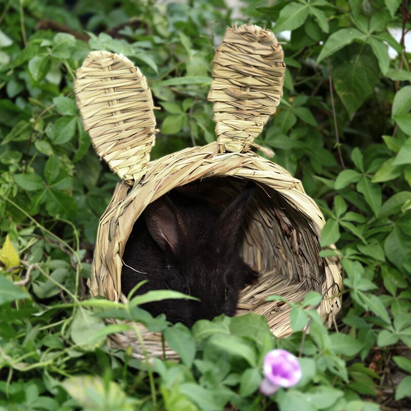 Pet Nest Hedgehog Hamster Cage Straw Hamster Hut Creative Rabbit Bed Hand-Woven Small Animals House Breathable