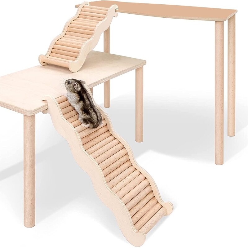 Hamster Climbing Ladder Wooden Bridge Small Pet Chew Toys Cage Decor Accessories
