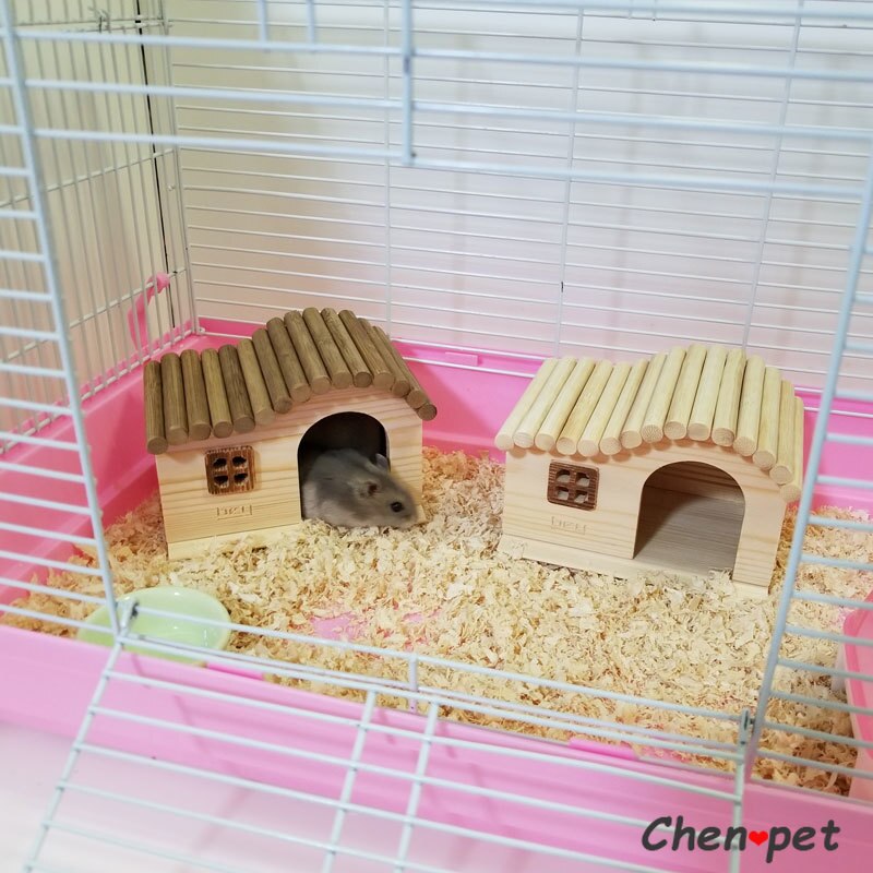 High Quality Natural Hamster Wood Shed House Small Animal Cage Accessories Chinchillas Toys