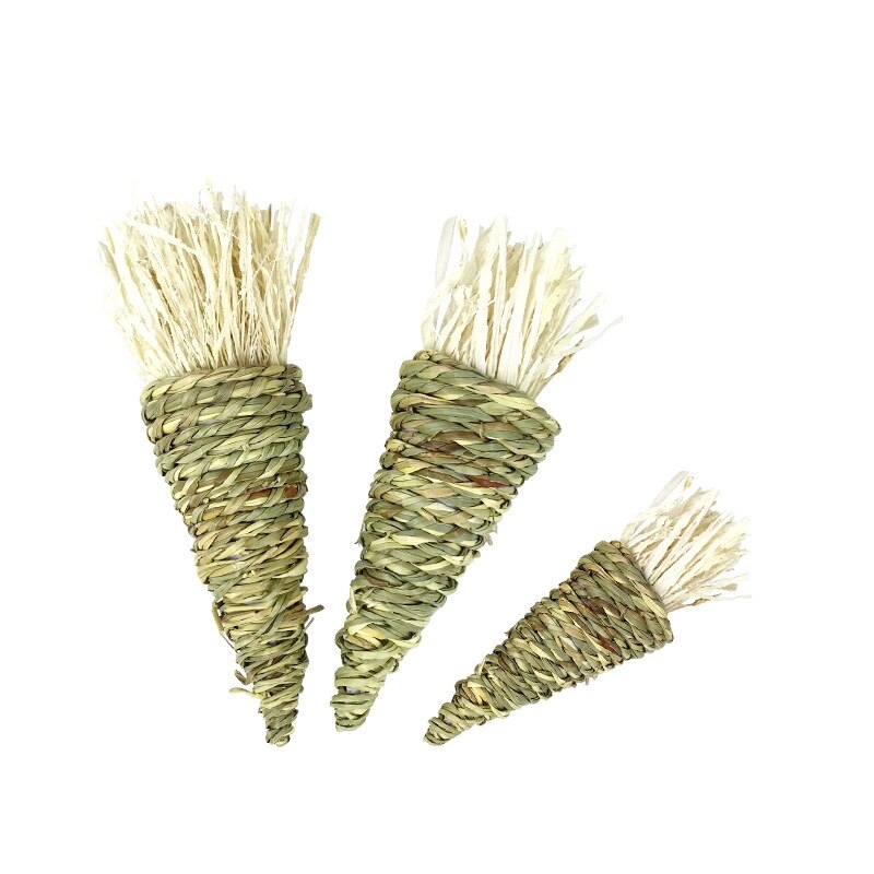 Bunny Chew Toy for Teeth Natural Hay Treats Grass Carrot Toys for Rabbit Chinchilla Hamsters Guinea Pigs Chewing Playing