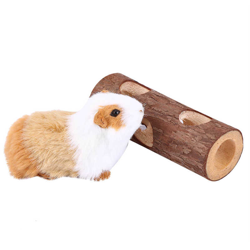 Hamster Toy Wooden Animal Tunnel Exercise Tube Chewing Toy for Rabbit Ferret Hamster Guinea Pig Ladder Bridge Swing Hanging