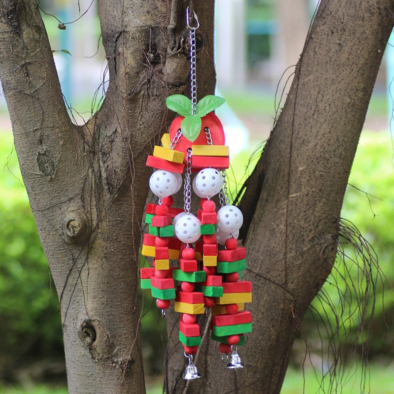 1pc Pet Parrot Toys Wooden Durable Birds Chew Toys Large Colorful Toys for Parrot Macaw Pet Bird Swing Toy Pets Accessories
