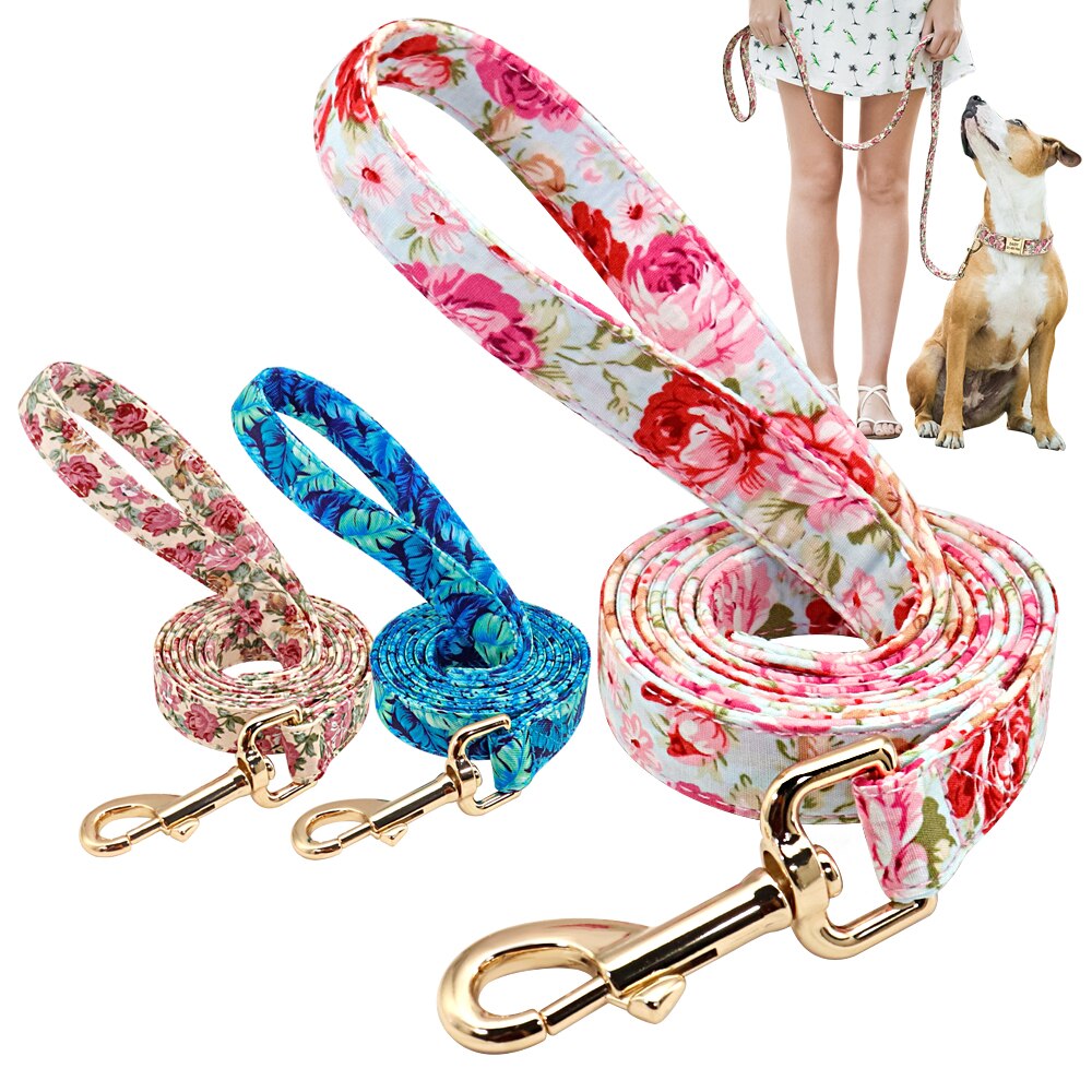 150cm Printed Dog Leash Nylon Pet Puppy Walking Leash Lead Running Training Leashes Rope For Small Medium Large Dogs 150cm
