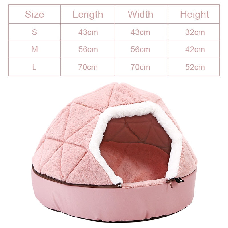 HOOPET Warm Cat Bed House Bed for cat puppy Disassemblability Windproof Pet Puppy Nest Shell Hiding Burger Bun for Winter