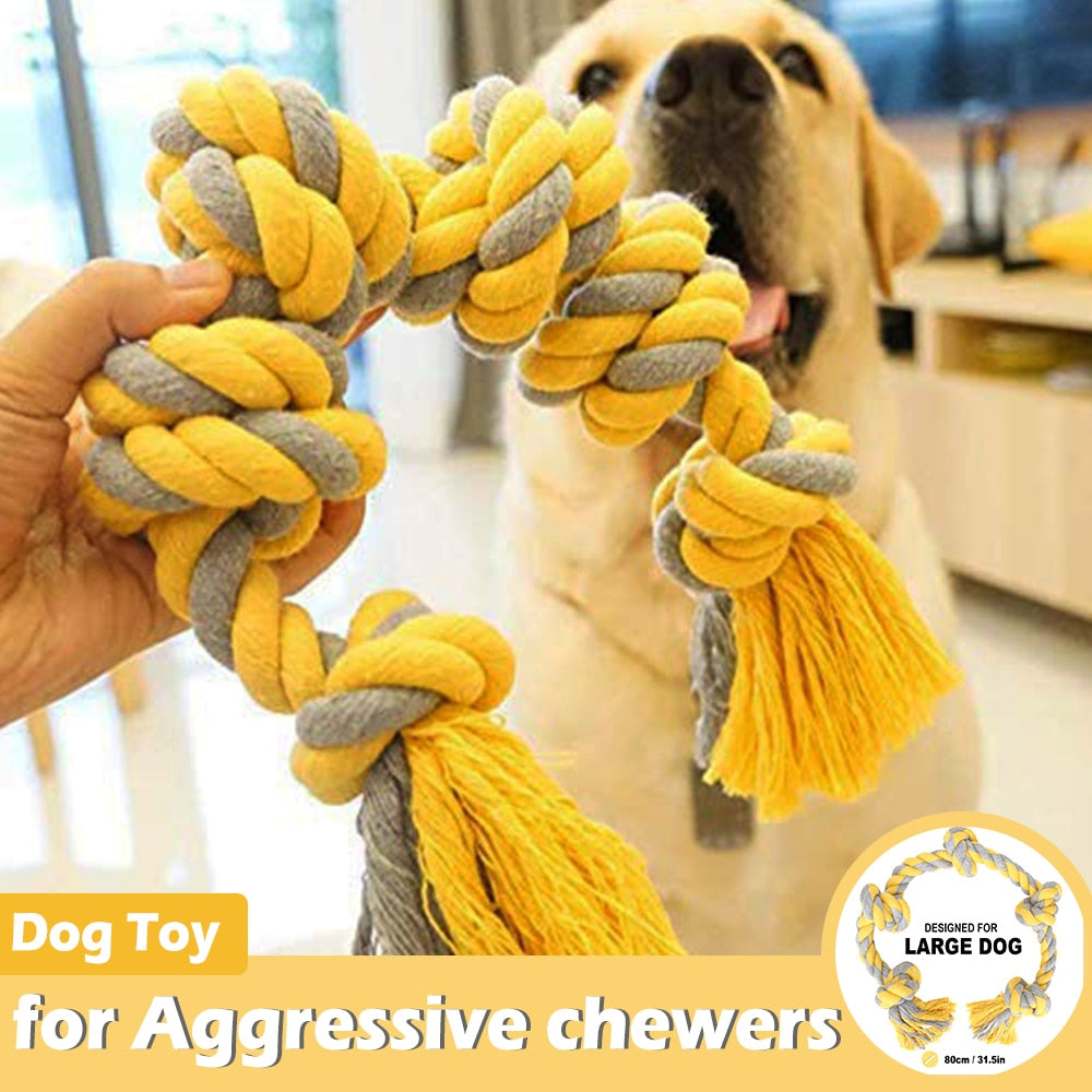 80cm Big Dog Toys for Large Dogs Aggressive Chewers Cotton Rope Interactive Toys for Pet Dog Accessories Toothbrush Training