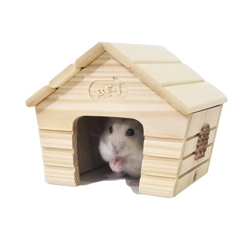 High Quality Natural Hamster Wood Shed House Small Animal Cage Accessories Chinchillas Toys