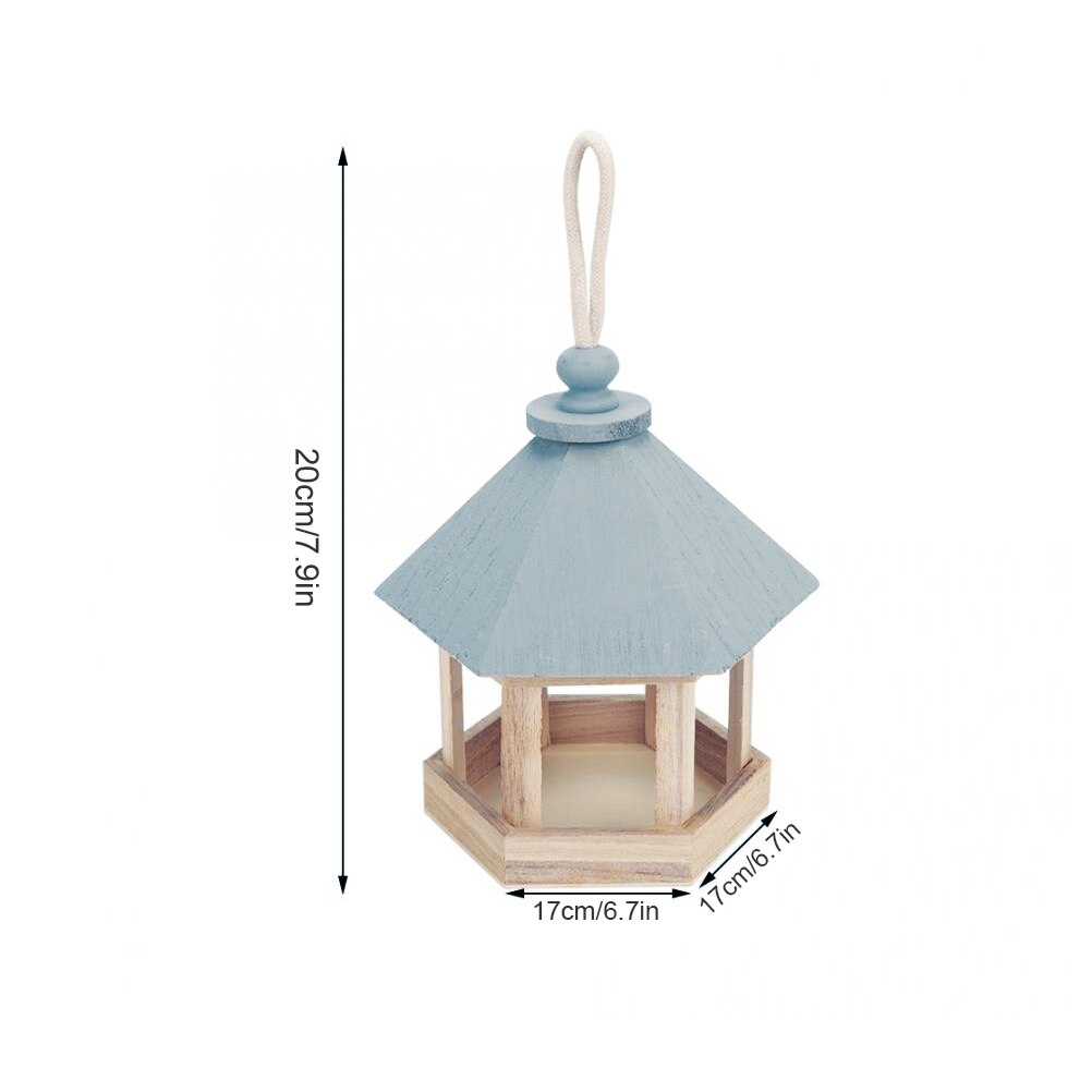 Outdoor Wooden Birds House Shaped Feeder Food Container With Hang Rope For Garden Park Bird Feeder Hotel Table Peanut
