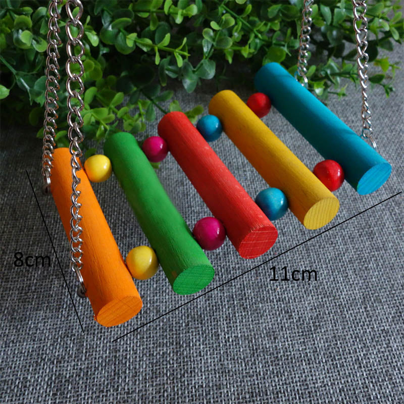 Parrots Toys Swing Balls Climbing Toy Chewing Training Ladders Hanging Hammock Natural Wood Birds Pets Bird Supplies