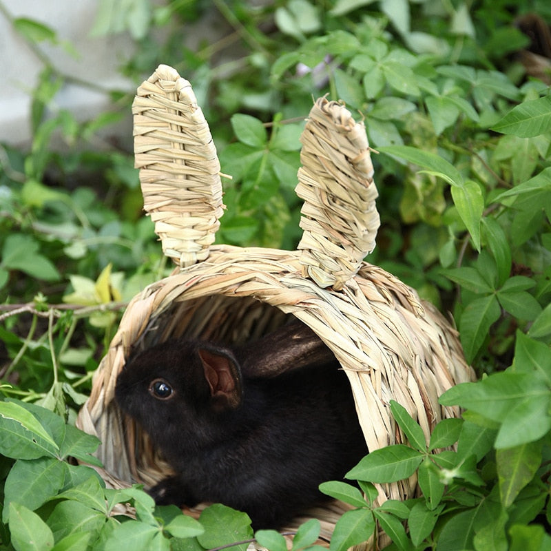 Pet Nest Hedgehog Hamster Cage Straw Hamster Hut Creative Rabbit Bed Hand-Woven Small Animals House Breathable