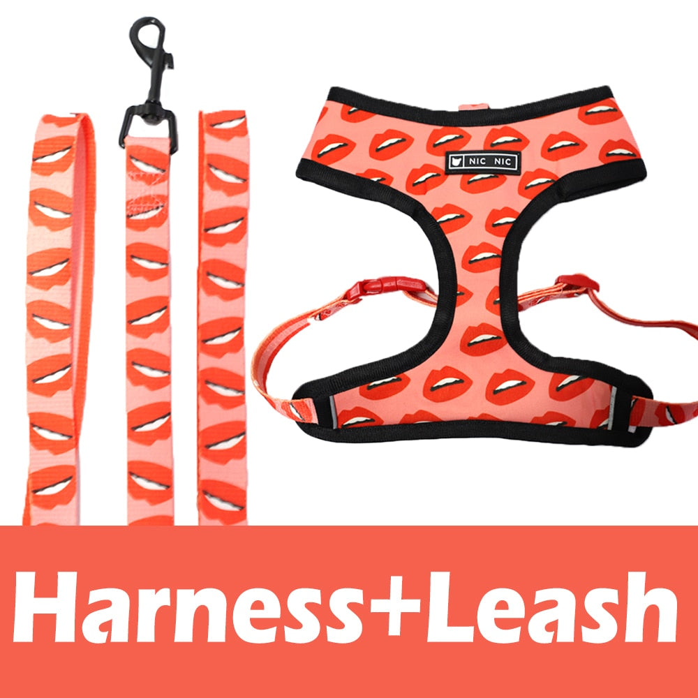 Pug Small Dog Harness No Pull Dog Vest Harness for Small Medium Dogs Breathable Pets Puppy French Bulldog Dog Harness Leash Set