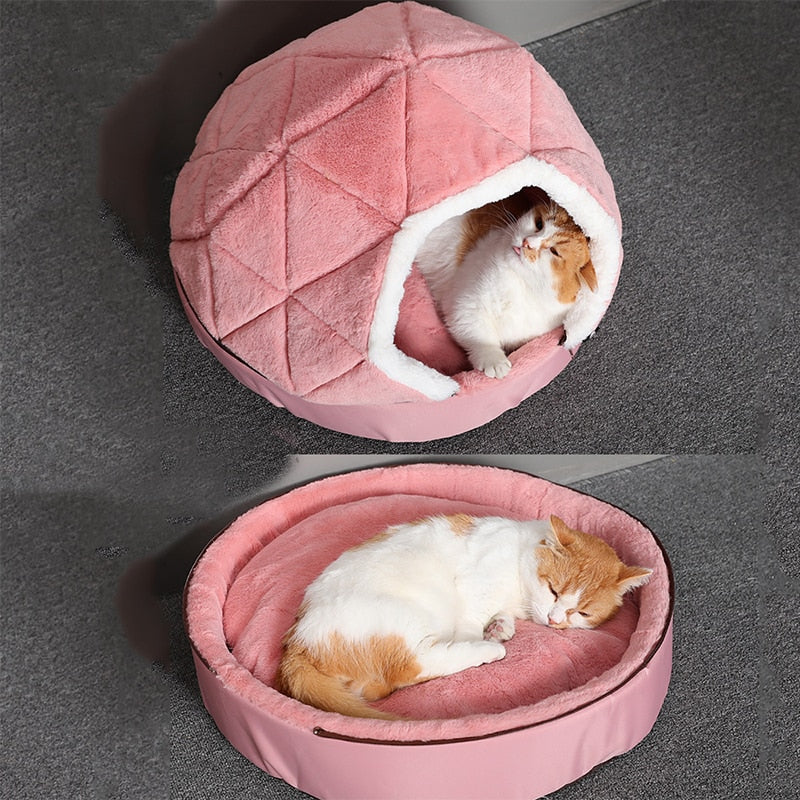 HOOPET Warm Cat Bed House Bed for cat puppy Disassemblability Windproof Pet Puppy Nest Shell Hiding Burger Bun for Winter