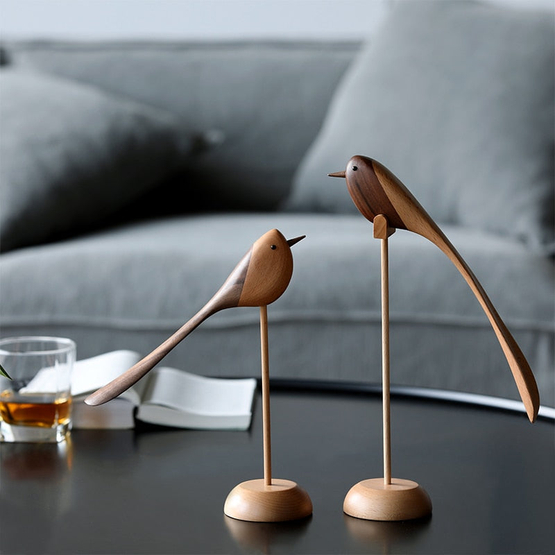 Danish wood ornaments jewelry carving wooden play Home Furnishing Nordic style puppet Home Furnishing features wood bird