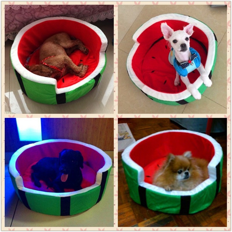 1pc Cute Kennel House Warm Cotton Watermelon Modeling Dog Bed Mat Sofa Pet Cat Bed for Dogs Fruit Bed S M L