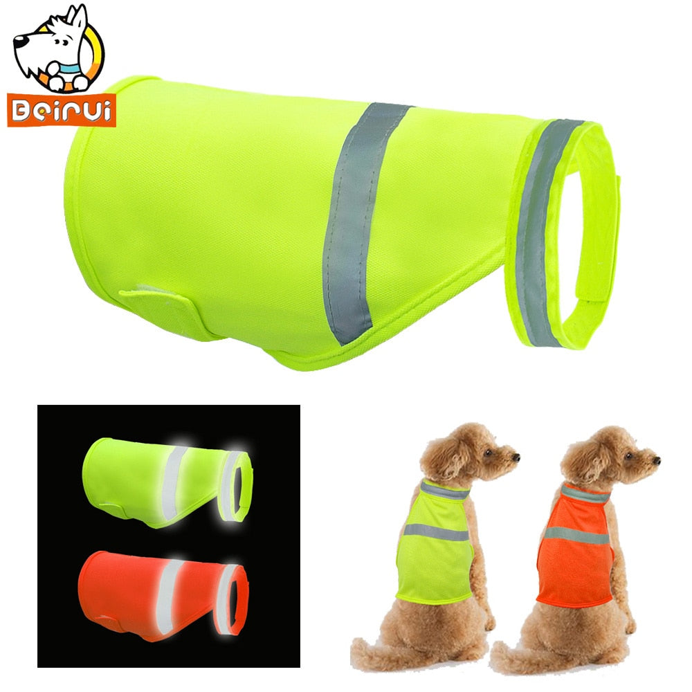 Reflective Dog Safety Vest Fluorescent High Visibility Dog Clothes Waterproof Luminous Pet Clothing for Small Medium Large Dogs