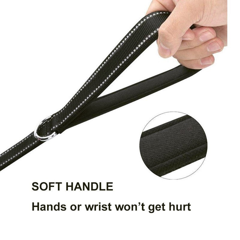 Benepaw Reflective Padded Dog Leash Two Handle Durable Small Medium Large Dog Pet Training Leash Nylon Lead 7 Colors