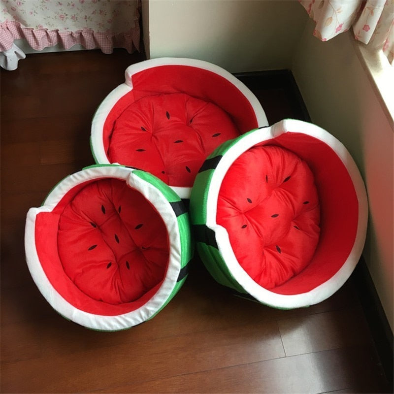 1pc Cute Kennel House Warm Cotton Watermelon Modeling Dog Bed Mat Sofa Pet Cat Bed for Dogs Fruit Bed S M L