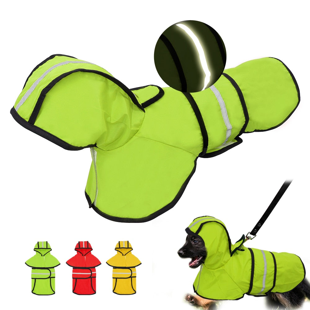 Dog Raincoat Reflective Rain Jacket Waterproof Pet Clothes Safety Rainwear For Pet Small Medium Dogs Puppy Doggy Green Red S-2XL